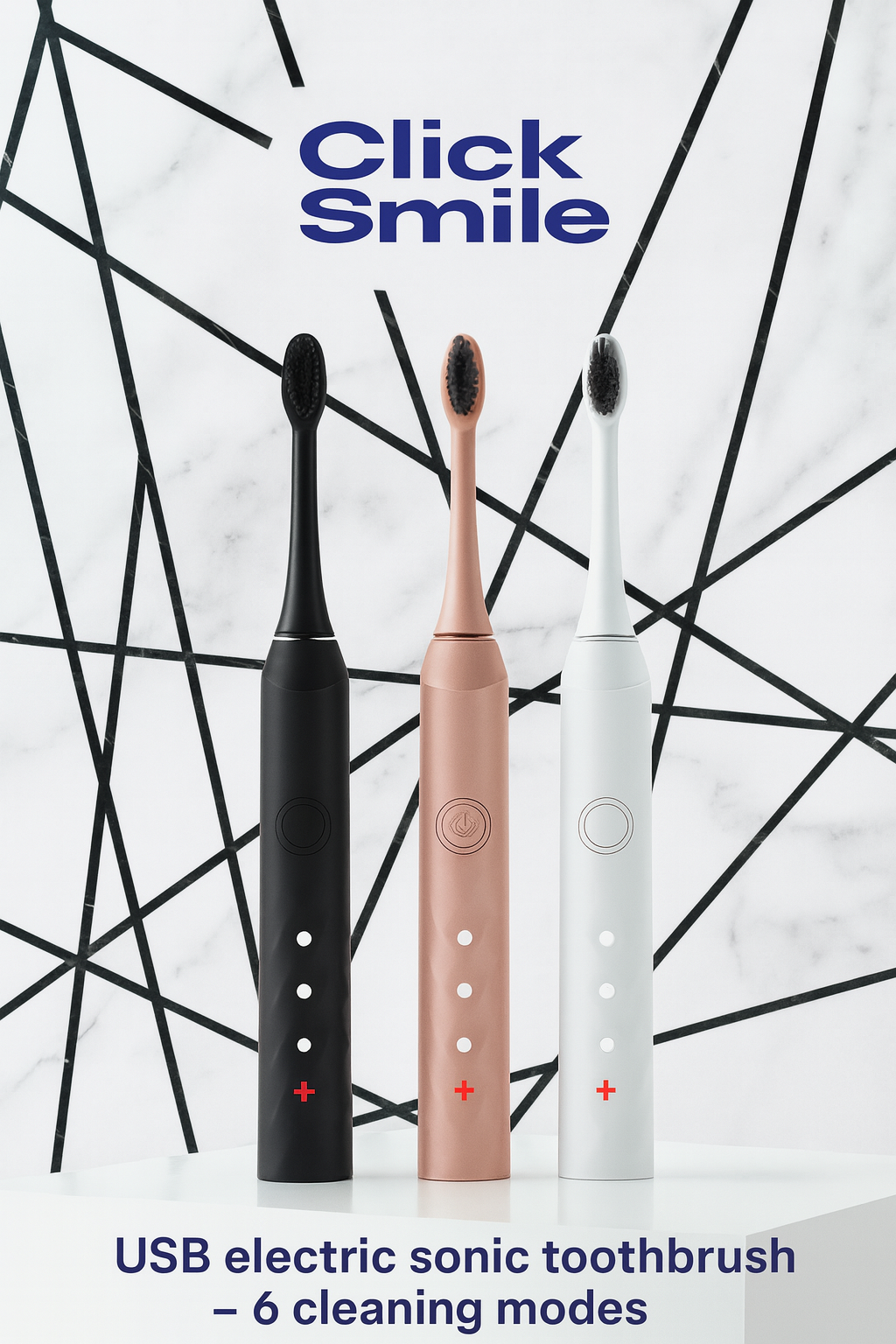 Periuță de dinți sonică electrică USB – 6 moduri de curățare